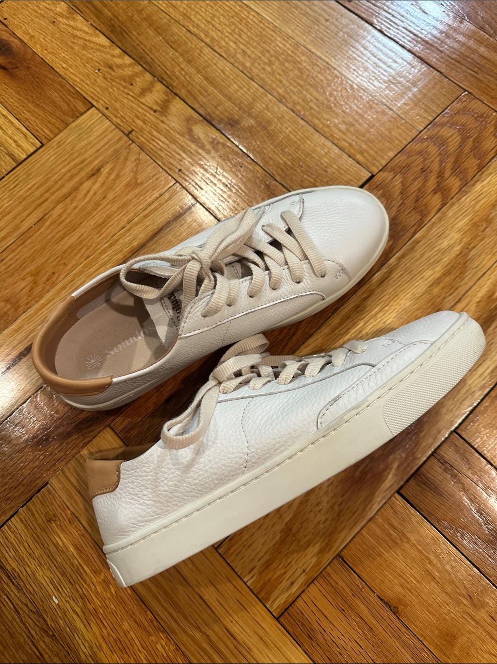 Cream Soludos Leather Lace-Up Sneakers Size 9 — image 2 of 4